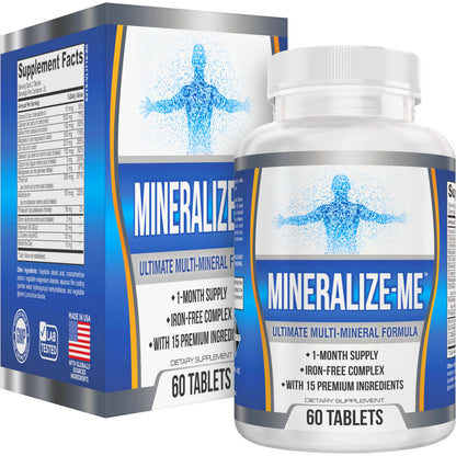 Iron-Free 15-in-1 Multi-Mineral Supplement | High-Potency Minerals | 60 Tablets