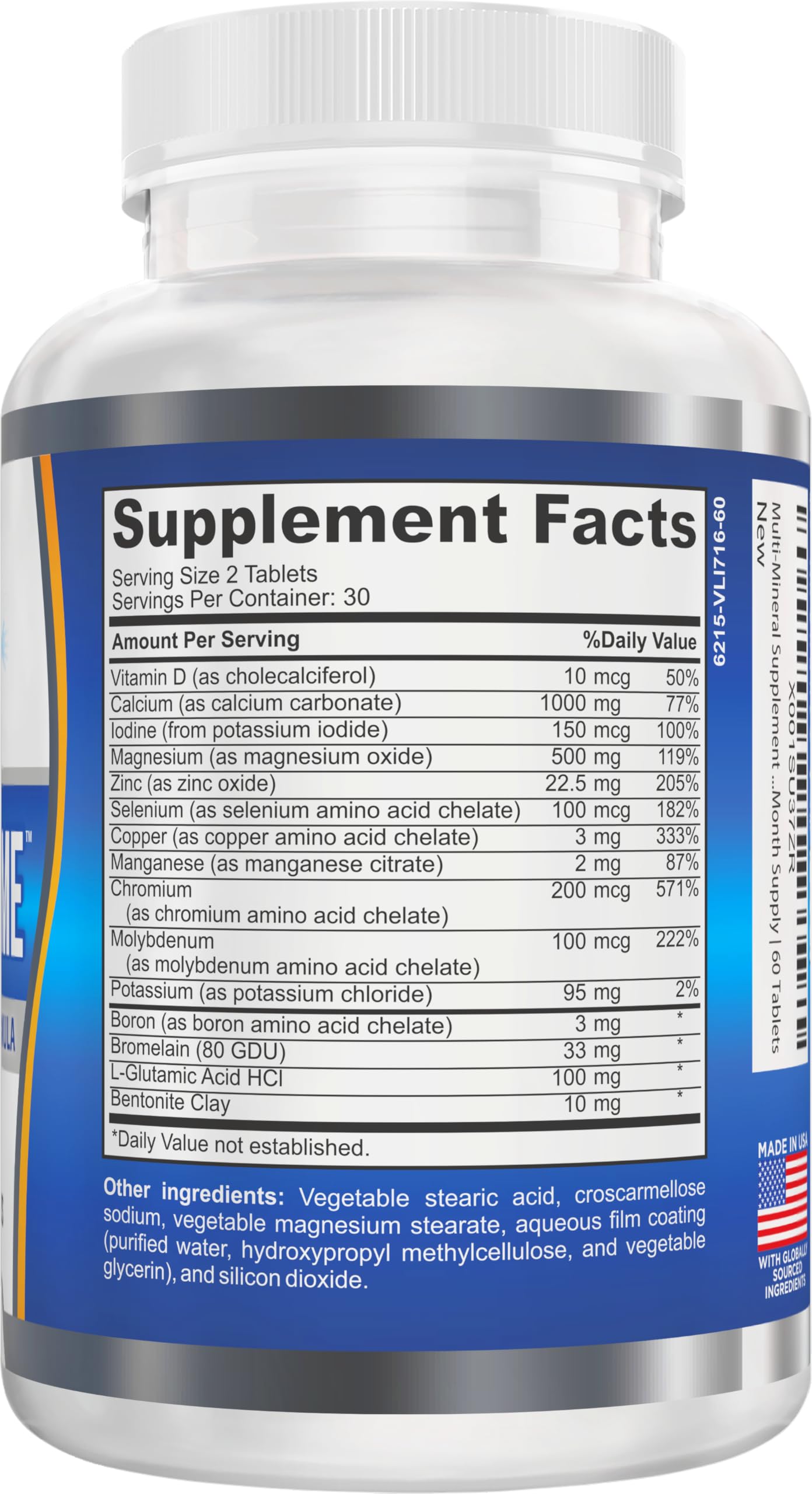 Iron-Free 15-in-1 Multi-Mineral Supplement | High-Potency Minerals | 60 Tablets
