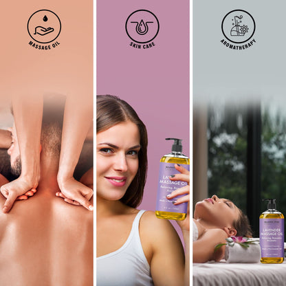 MAJESTIC PURE Lavender Massage Oil - 8 oz | Relaxing & Natural Oils for Massage Therapy