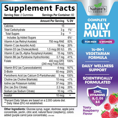 Multivitamin Gummies for Adults – Immune Support, Vitamins A C D E B12, 120 Gummies