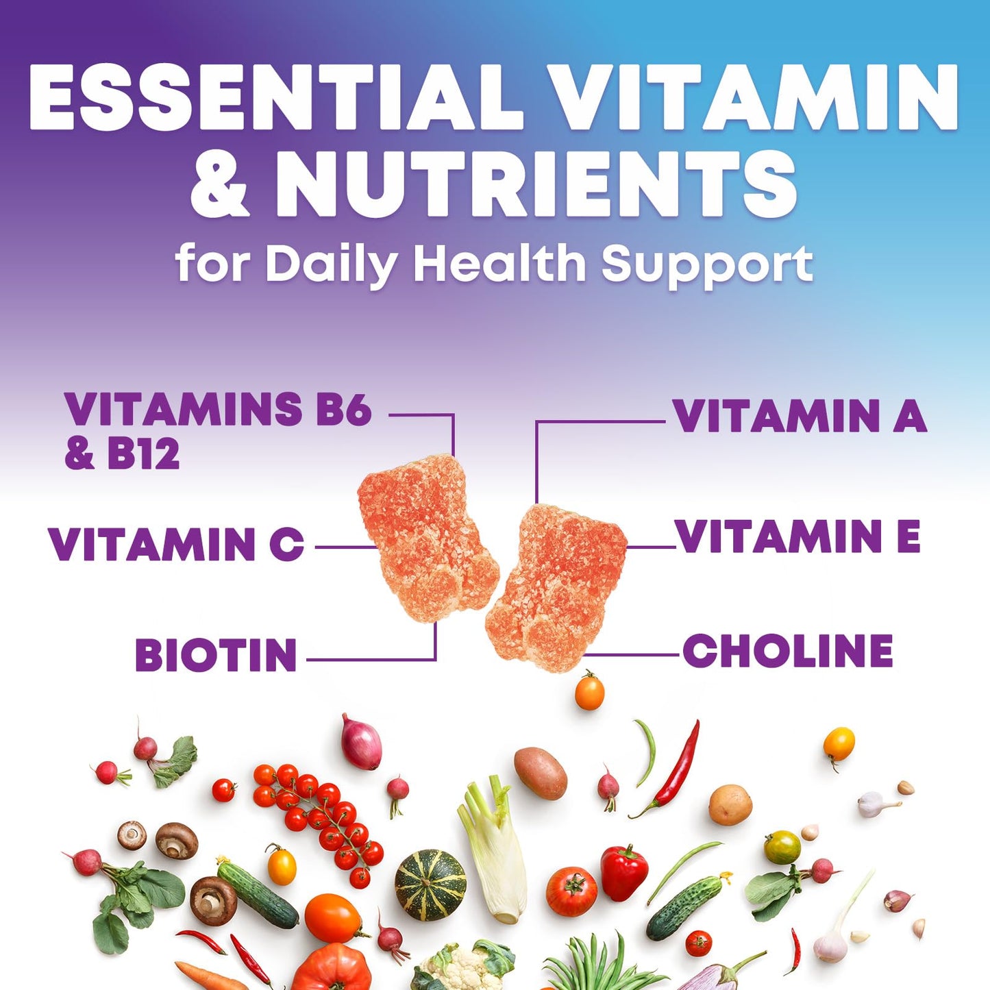 Multivitamin Gummies for Adults – Immune Support, Vitamins A C D E B12, 120 Gummies