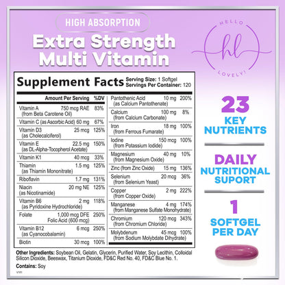 Multivitamin for Women - Daily Women's Multivitamins with Biotin (120 Softgels)