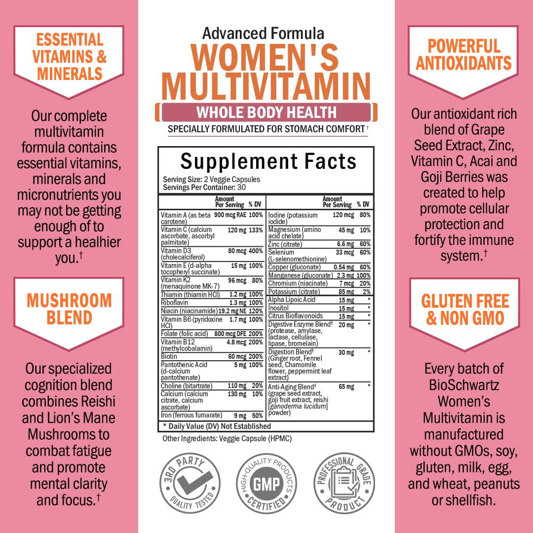 Women's Multivitamin with Vitamin D3 - Immunity & Joint Support - 60 Ct