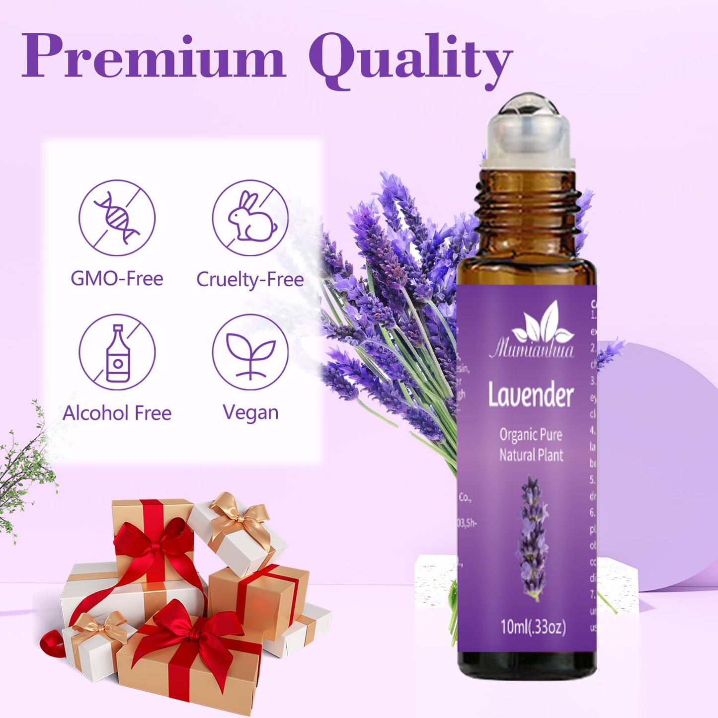 Lavender Essential Oil Roll On – Mumianhua 0.33oz | Therapeutic Aromatherapy