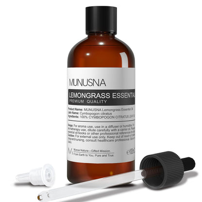 MUNUSNA Lemongrass Essential Oil 100% Natural – 100ML Premium Aromatherapy