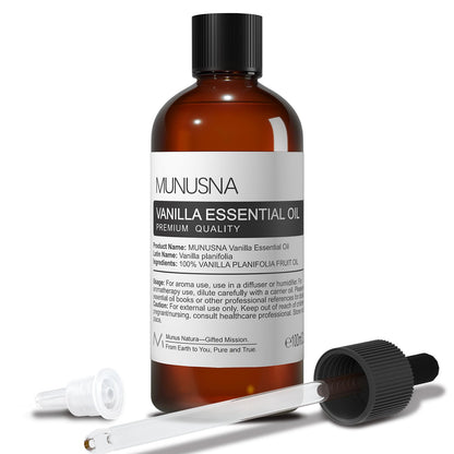 MUNUSNA Vanilla Essential Oil – 100% Natural & Pure (100ml) for Skin Care & Aromatherapy