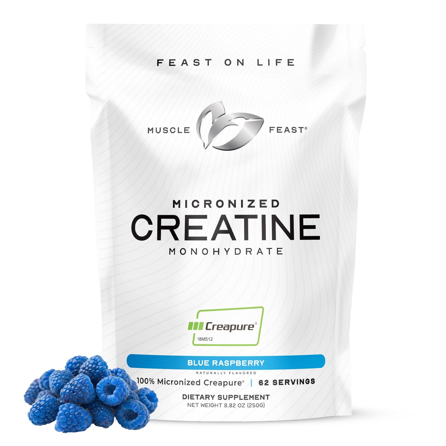 Muscle Feast Creapure Creatine Monohydrate Powder – Blue Raspberry, 250g