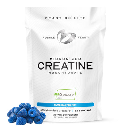 Muscle Feast Creapure Creatine Monohydrate Powder – Blue Raspberry, 250g
