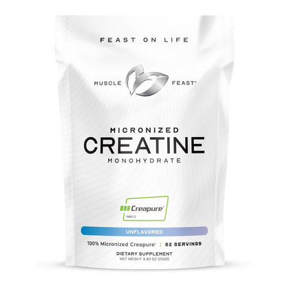 Muscle Feast Creapure Micronized Creatine Monohydrate Powder – Unflavored, 250g | Vegan & Gluten-Free