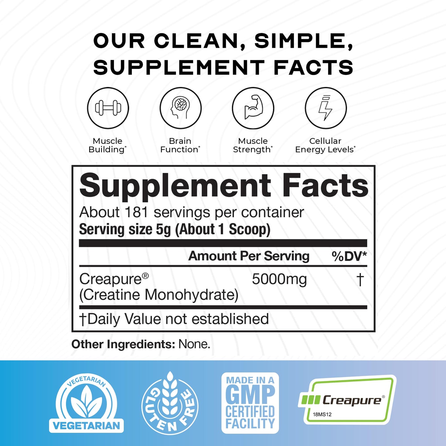 Muscle Feast Creapure Creatine Monohydrate Powder – Unflavored, Vegan & Keto-Friendly, 2lb