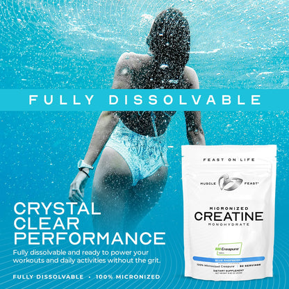 Muscle Feast Creapure Creatine Monohydrate Powder – Blue Raspberry, 250g
