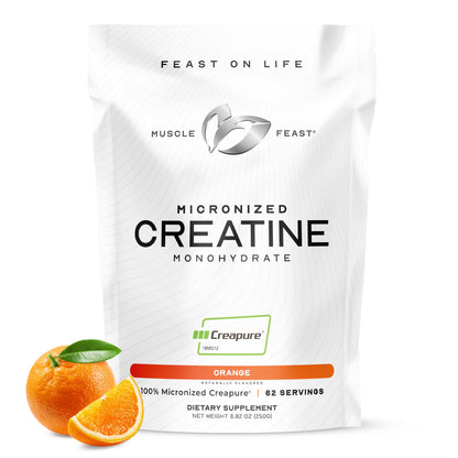 Muscle Feast Creapure Orange Creatine Powder – 62 Servings, Pre- or Post-Workout