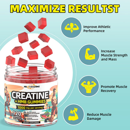 HEALOADING Creatine Monohydrate Gummies with HMB for Men – Strength, Recovery & Muscle Support