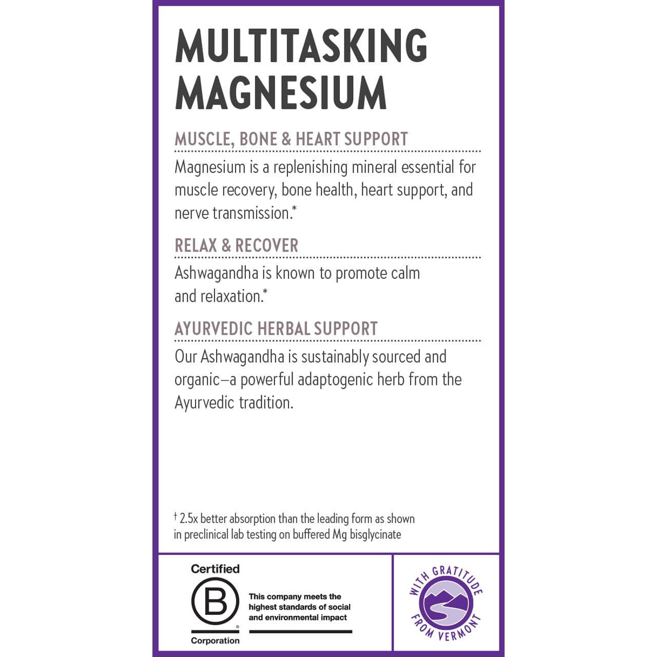New Chapter Magnesium Glycinate + Ashwagandha Supplement 325 mg – 2.5x Absorption, Non-GMO, 30 ct