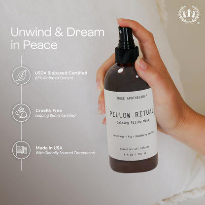 Muse Apothecary Pillow Ritual - Aromatic Pillow Mist with Bergamot, French Lavender & Sandalwood - 8 oz