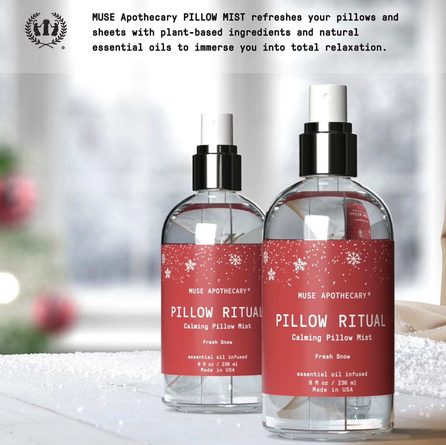 Muse Apothecary Pillow Ritual – Aromatic Pillow Mist, Fresh Snow, 8 oz