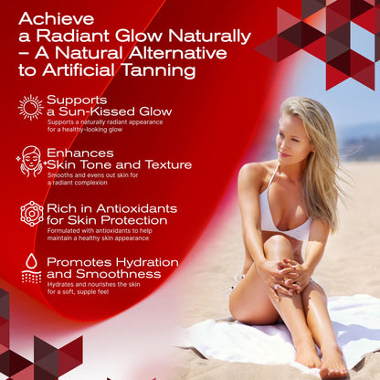 MuseBeam Tanning Gummies for Women – Sunless Self Tan, Strawberry Flavor, Sugar Free, Vegan