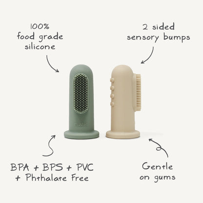Mushie Baby Finger Toothbrush 2-Pack (Blush/Shifting Sand)