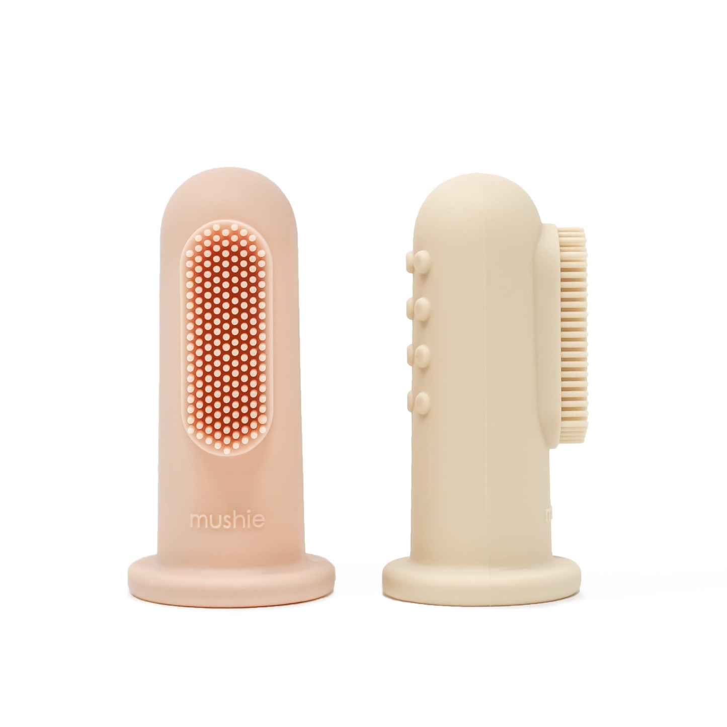 Mushie Baby Finger Toothbrush 2-Pack (Blush/Shifting Sand)