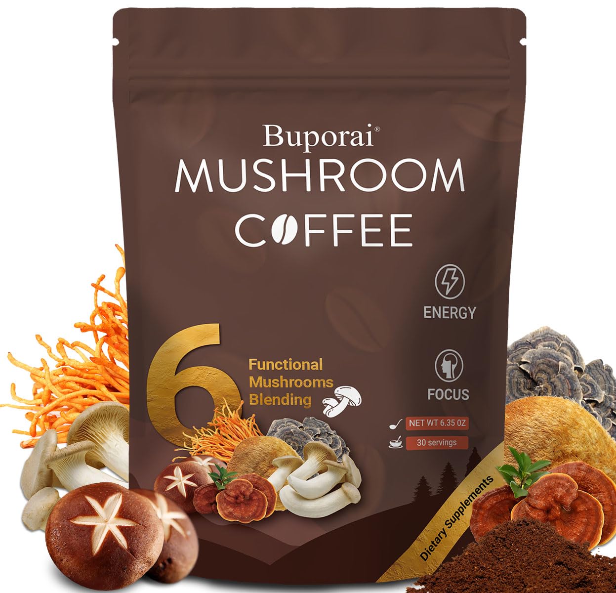 Mushroom Coffee with 6 Mushrooms – Lion’s Mane, Cordyceps, Immunity
