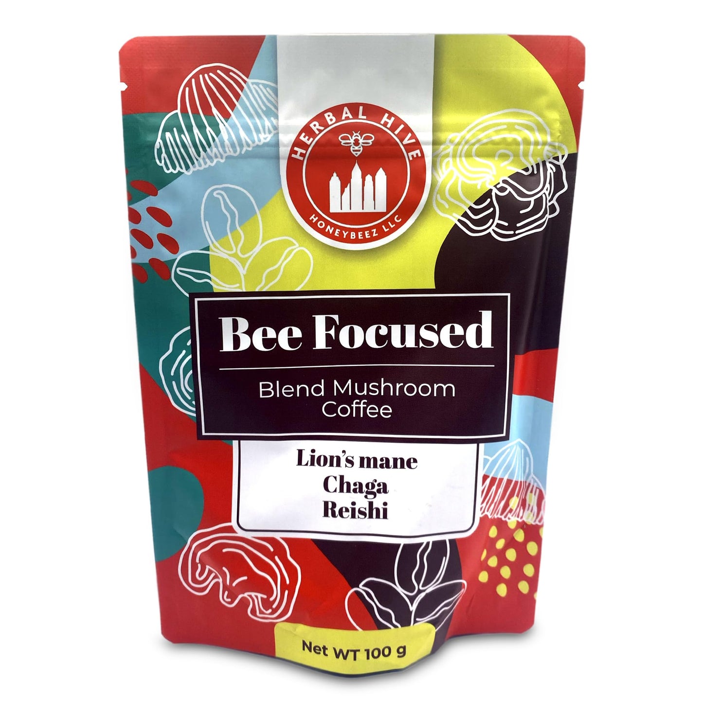 Mushroom Coffee with Adaptogens – Herbal Hive Bee Focused (Reishi, Lion's Mane, Chaga)
