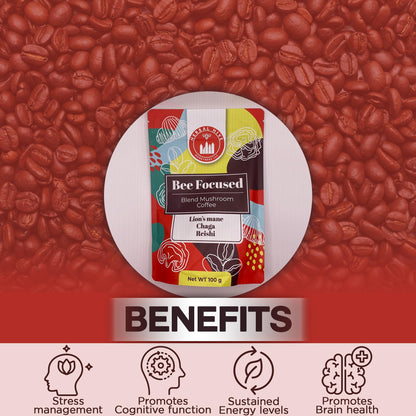 Mushroom Coffee with Adaptogens – Herbal Hive Bee Focused (Reishi, Lion's Mane, Chaga)