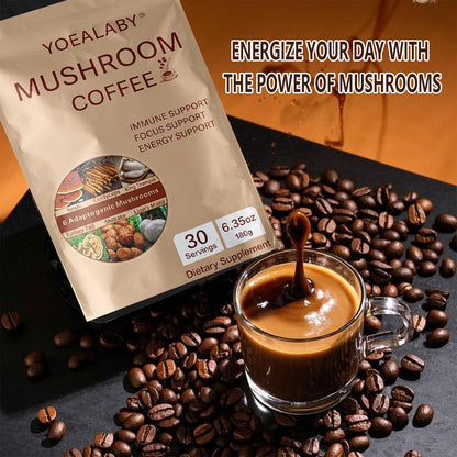 Mushroom Coffee Blend: 6 Adaptogenic Mushrooms + MCT Oil - 180g