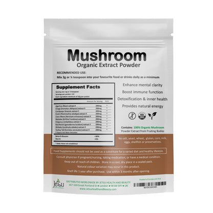 10-Blend Organic Mushroom Extract Powder - Lion's Mane, Cordyceps, Reishi