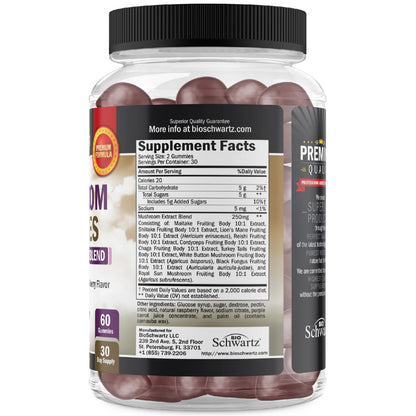 Mushroom Gummies for Adults – 10-in-1 Mood & Focus (60 Count) – Lions Mane & Turkey Tail