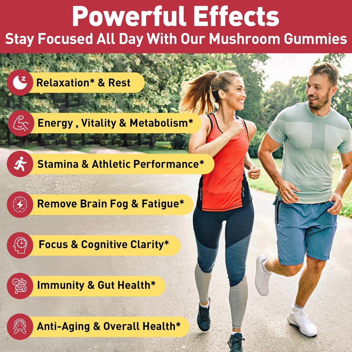 Mushroom Gummies with Cordyceps & Reishi – Brain, Energy, Focus, Immunity & Rest (60 Count)