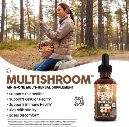 Clean Nutra Mushroom Liquid Drops | Lions Mane, Cordyceps, Reishi & Turkey Tail