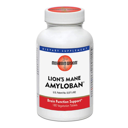 Mushroom Wisdom Lion's Mane Amyloban 180 Tablets | Brain Support, Vegetarian