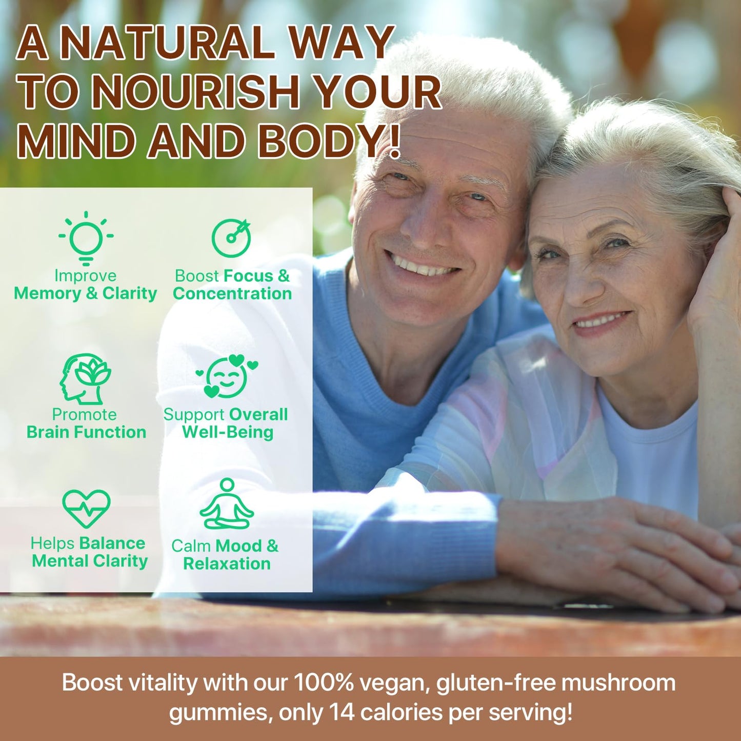 Mushroom Gummies for Adults — 10x Mushroom Supplement for Energy, Focus, Mood, Immune & Cognitive Support | Vegan, 80 Gummies