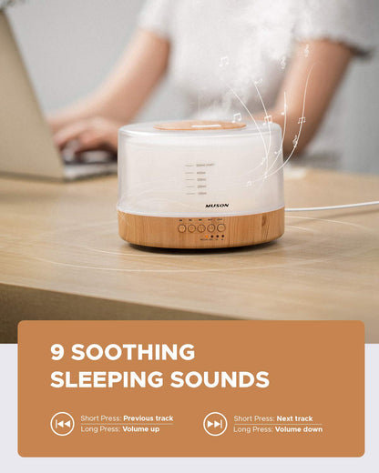 Muson Essential Oil Diffuser: Sound Machine & Aromatherapy Humidifier (White)
