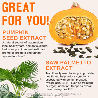 MXCZBSM 2-in-1 Pumpkin Seed Oil with Saw Palmetto – Hair & Prostate Health, 300 Softgels