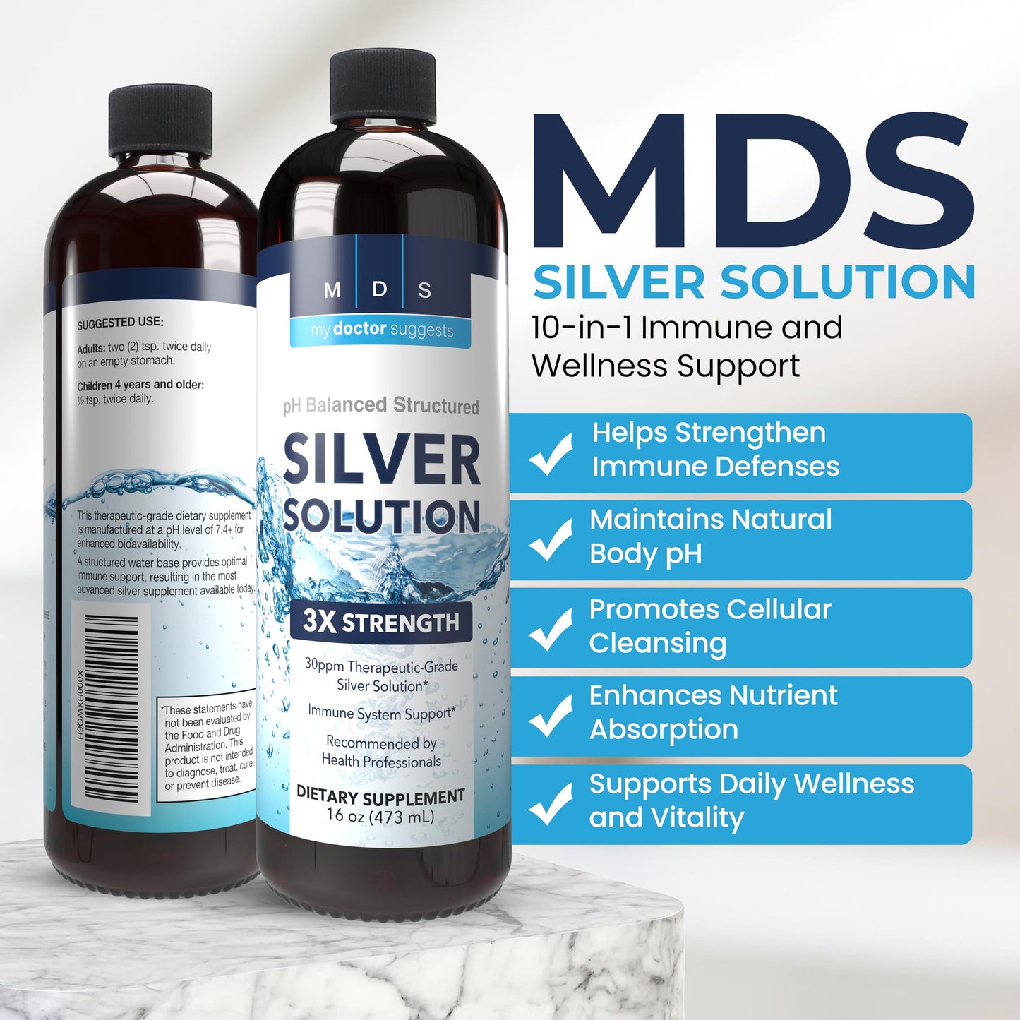 My Doctor Suggests Alkaline Structured Silver Liquid 30ppm – Immune & Gut Support (16 oz)