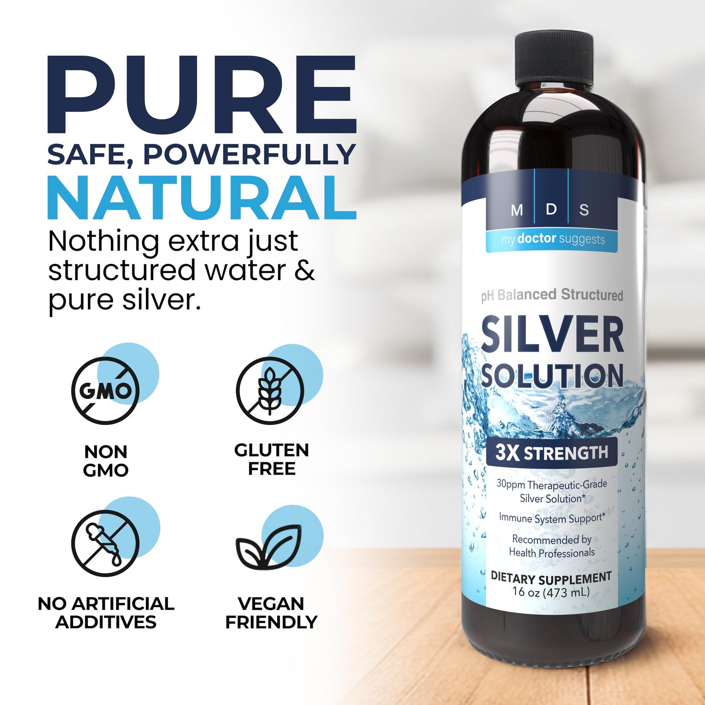 My Doctor Suggests Alkaline Structured Silver Liquid 30ppm – Immune & Gut Support (16 oz)