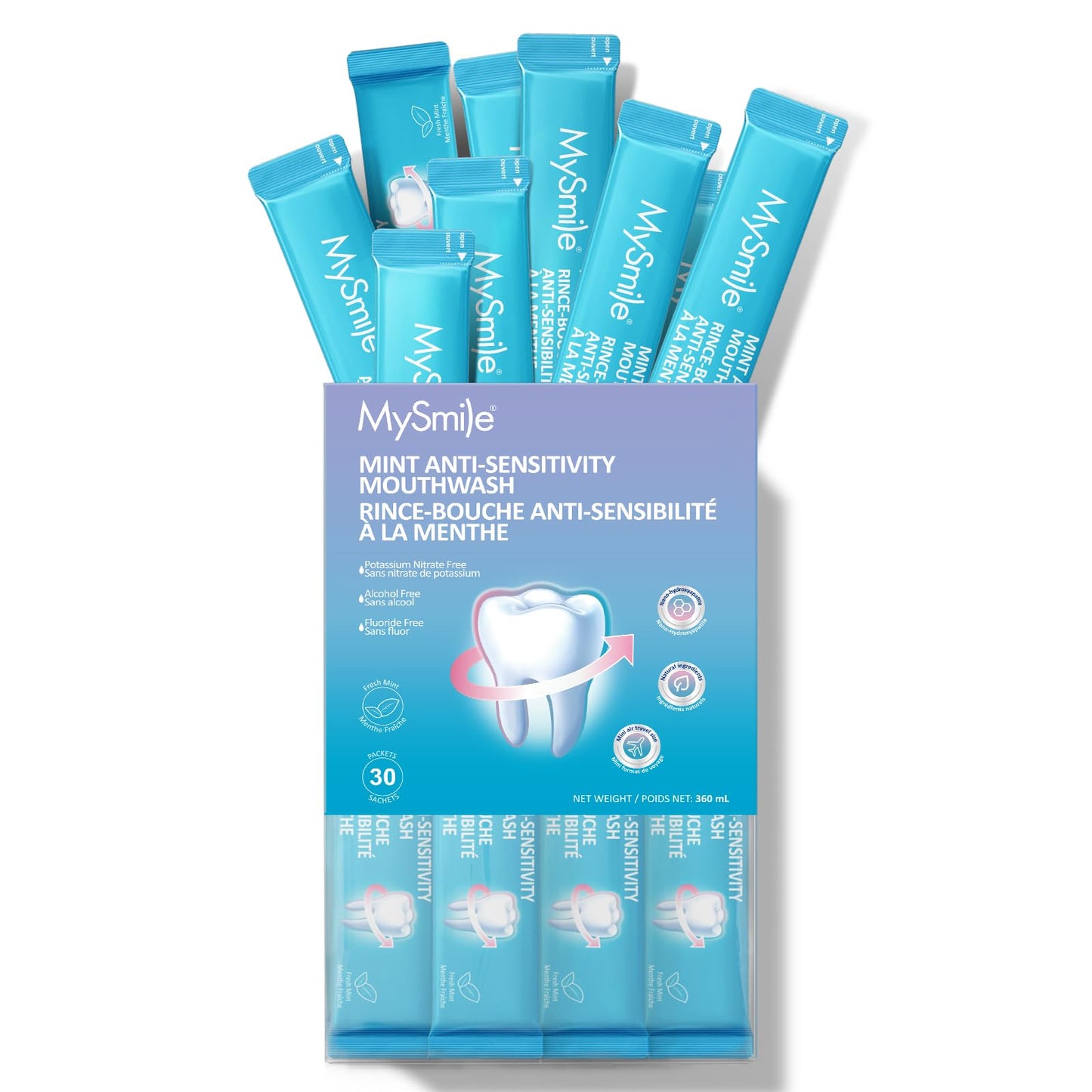 MySmile Nano Hydroxyapatite Mouthwash for Sensitive Teeth – Travel Size, 30 Packets