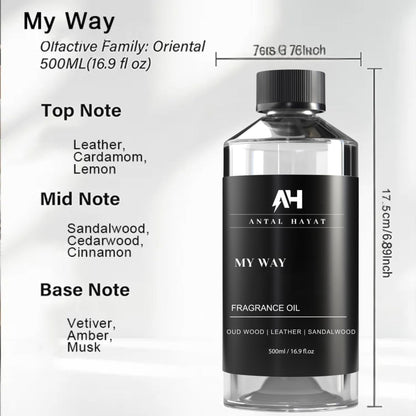 My Way 500mL Essential Oil Scent – Luxury Hotel-Inspired Aromatherapy (Sandalwood, Cedar, Iris)