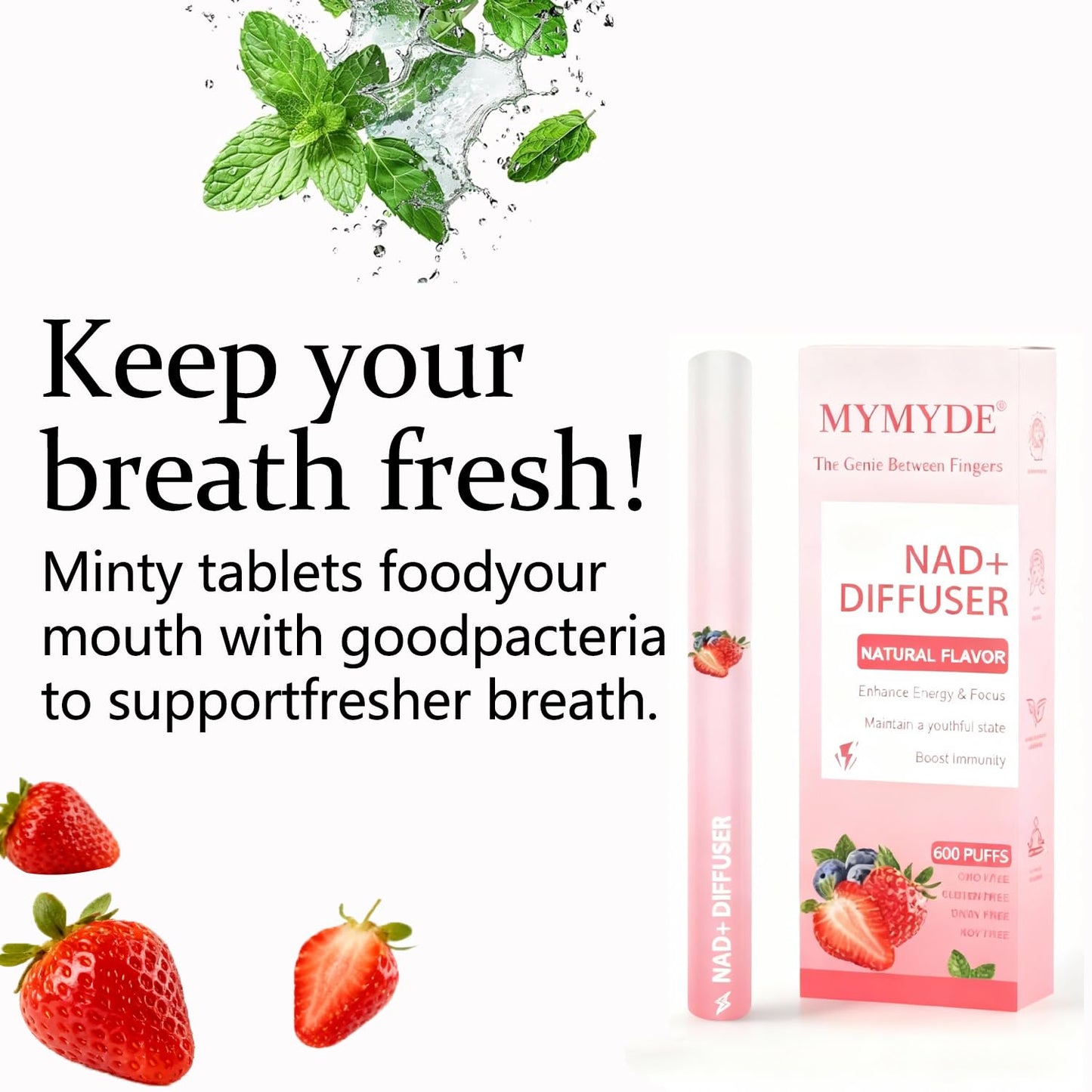 MYMYDE Herbal Diffuser Pen - Strawberry Mint Extract | Herbal Aromatherapy Stick