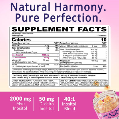 2 Pack Myo-Inositol & D-Chiro Inositol for Hormone Balance – Sugar Free Gummies (40:1) – Vegan