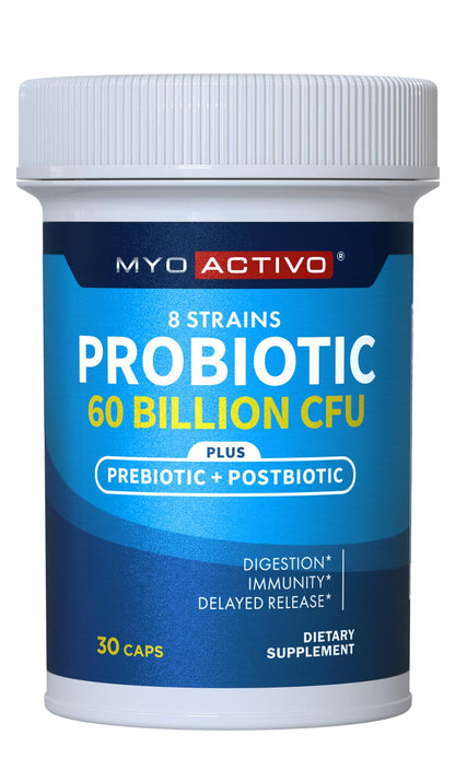 MyoActivo 60 Billion CFU Probiotic – 8 Strains, Prebiotics & Postbiotics
