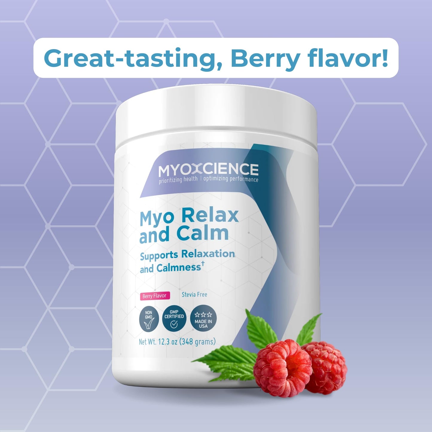 MYOXCIENCE Myo Relax & Calm | Sleep & Mood Support with Myo-Inositol, L-Theanine, Taurine, Magnesium & GABA | Berry Flavor | 60 Servings