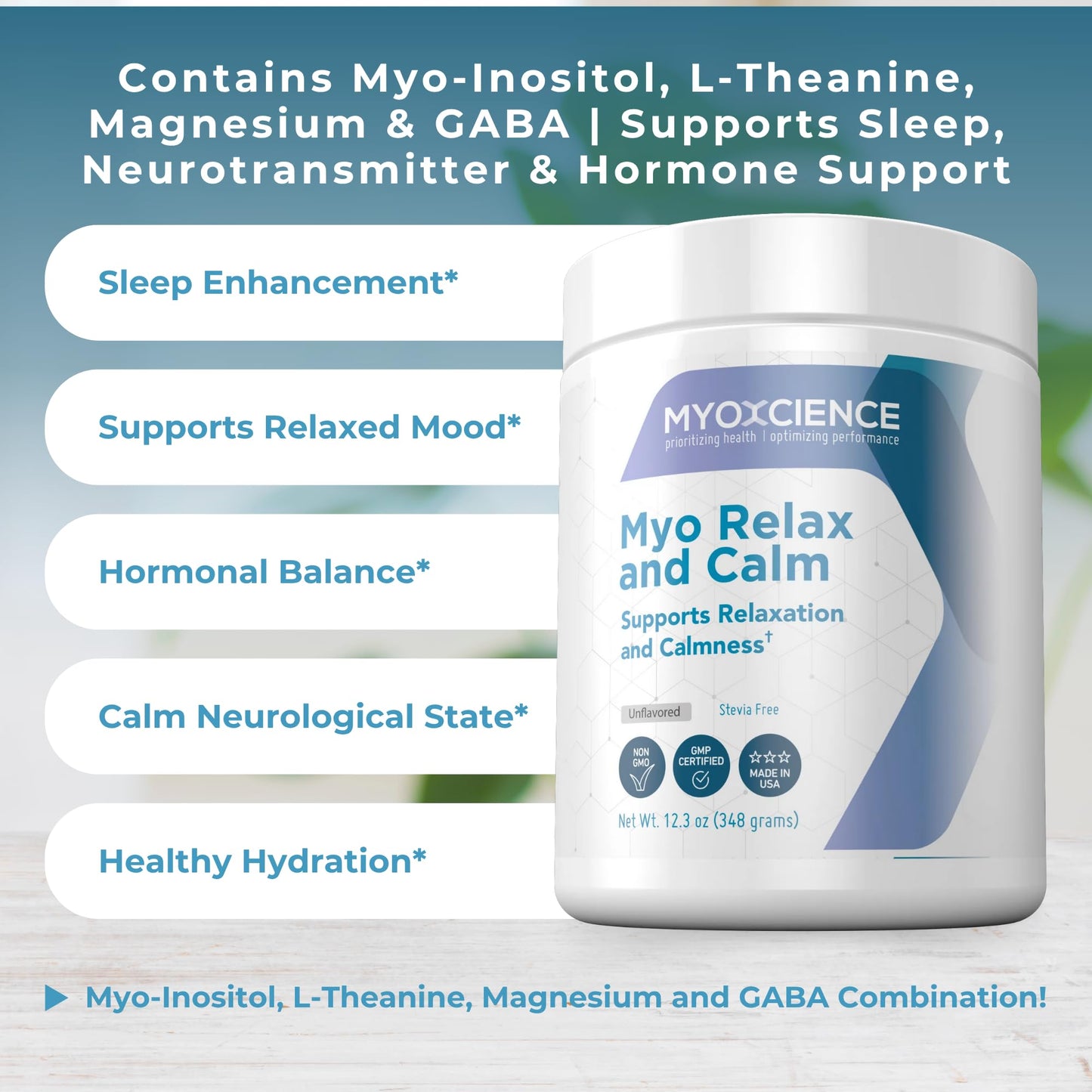 MYOXCIENCE Myo Relax & Calm – Sleep & Neurotransmitter Support (Unflavored, 60 Servings)