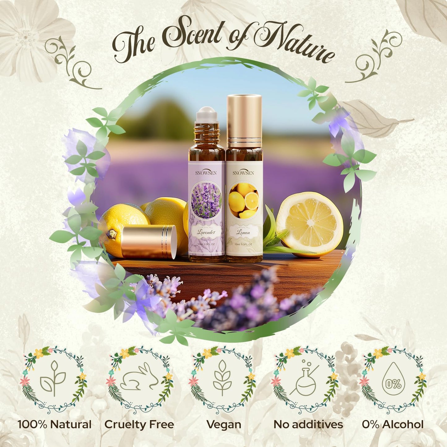 Essential Oils Roll-On Set – 6x10ml Aromatherapy Oils (Lavender, Peppermint, Frankincense, Eucalyptus, Lemon, Myrrh)