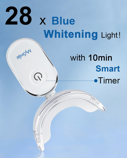 MySmile Teeth Whitening Accelerator Light – 28 LED Blue Light, 10-Min Sessions, USB Charger, Mouth Trays, 1 Pcs LED Light & 4ml Gel