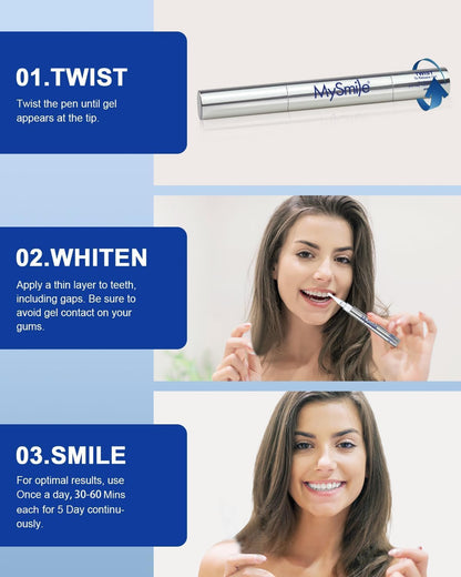 MySmile Teeth Whitening Pen 30+ Treatments – Enamel Safe, Mint Flavor, 10-Minute Whitening