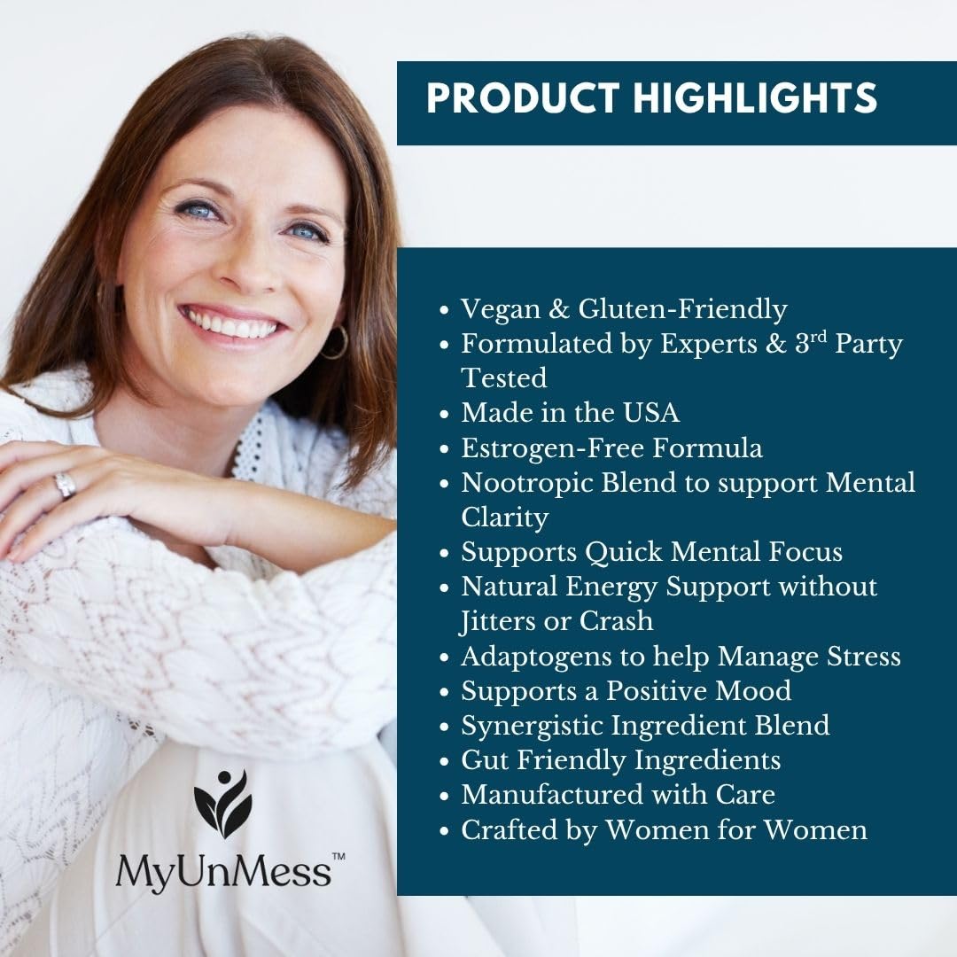 MyUnMess Brain & Cognitive Blend for Women – Clarity & Focus | Perimenopause Support | 90 Capsules