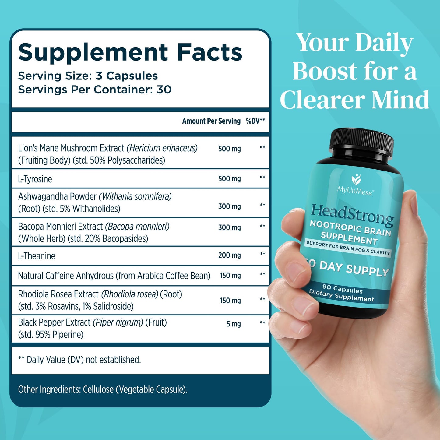 MyUnMess Brain & Cognitive Blend for Women – Clarity & Focus | Perimenopause Support | 90 Capsules