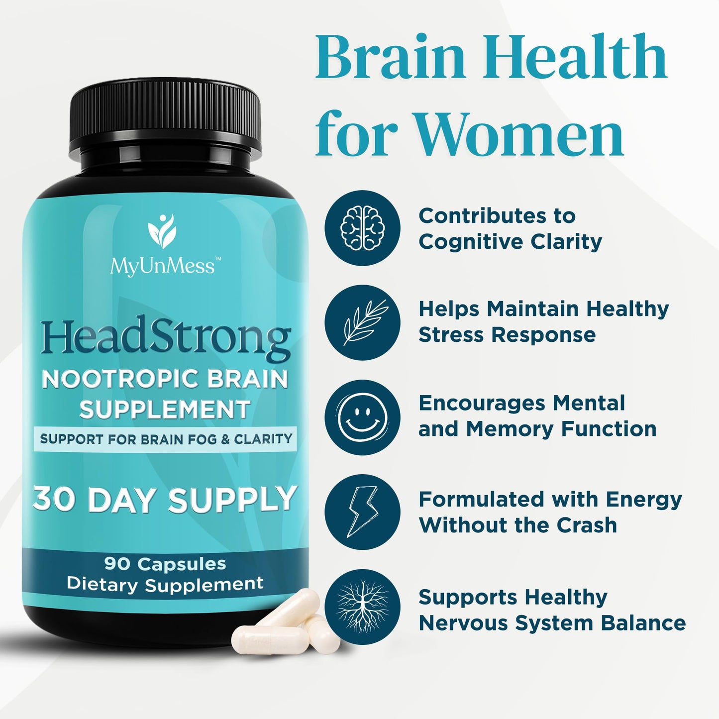 MyUnMess Brain & Cognitive Blend for Women – Clarity & Focus | Perimenopause Support | 90 Capsules